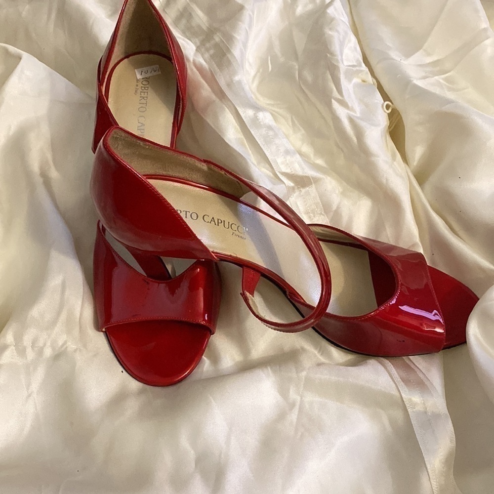 ROBERTO Capucci Firenze Red Patent Open Toe Heel’s